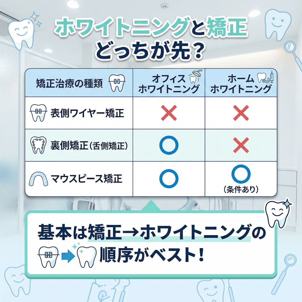 ホワイトニングと矯正、どっちが先？