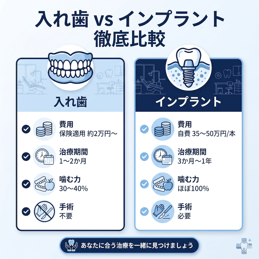 入れ歯 vs インプラント徹底比較