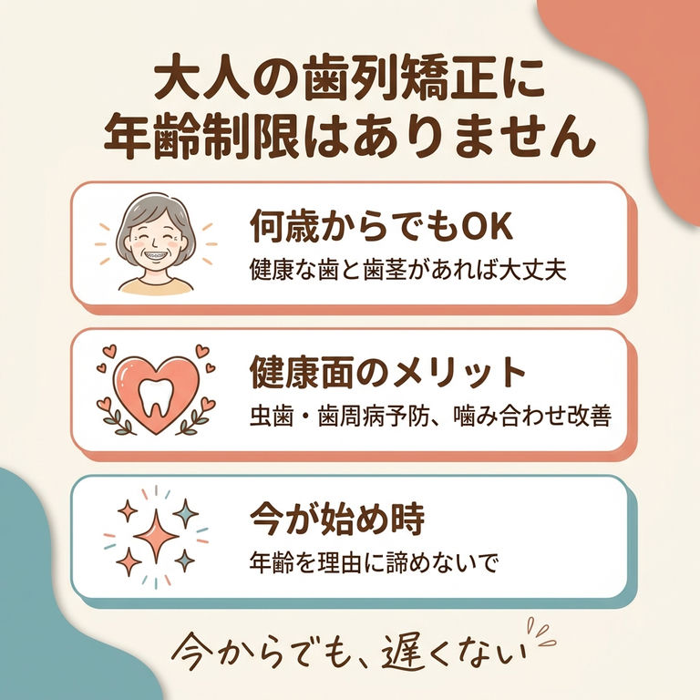 大人の歯列矯正に年齢制限はありません